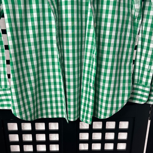 🟢 J.Crew Green White Gingham Button-Up Shirt SP Cotton Stretch Collared Work 🟢 - Picture 5 of 12